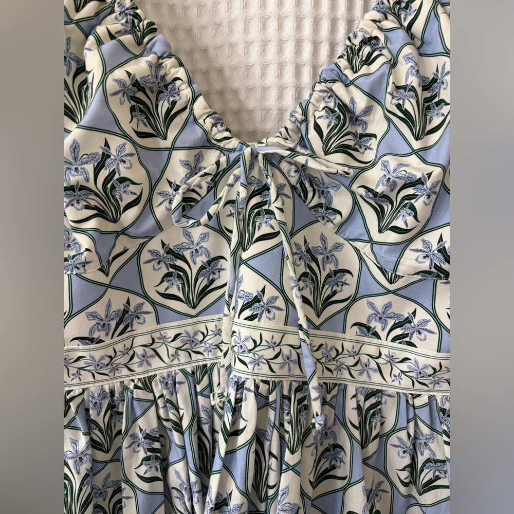 Agua by Agua Bendita Manzanilla Blue Floral Mini Dress Large Retail $410 - Picture 5 of 14